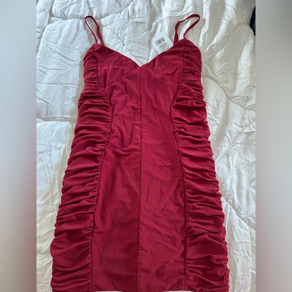 Showpo Red Ruched Dress
